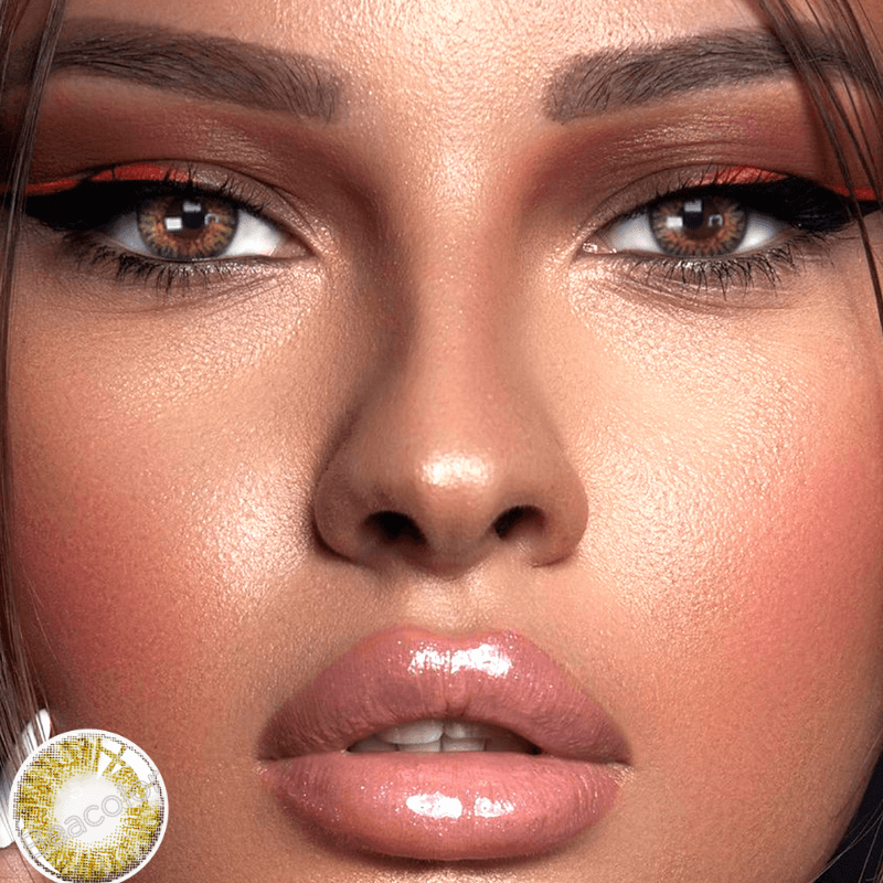 Three Tone HAZEL Brown Colored Contact Lenses