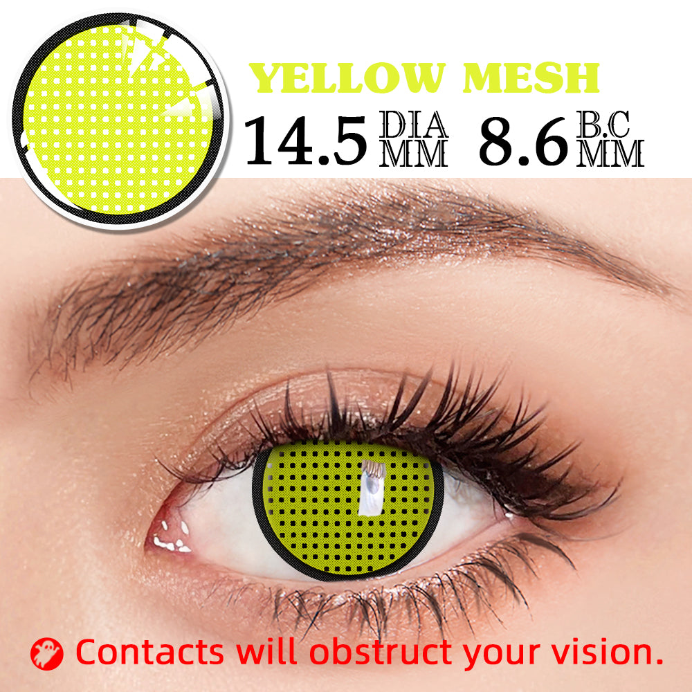 Yellow Mesh Halloween Contact Lenses