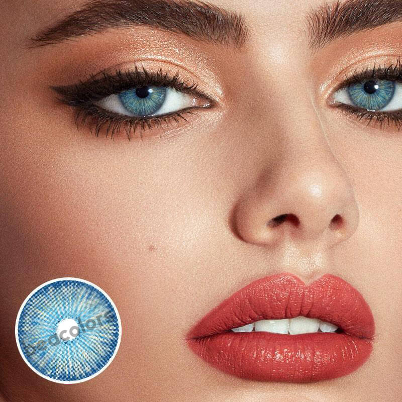 Prescription NEW York Blue Colored Contact Lenses