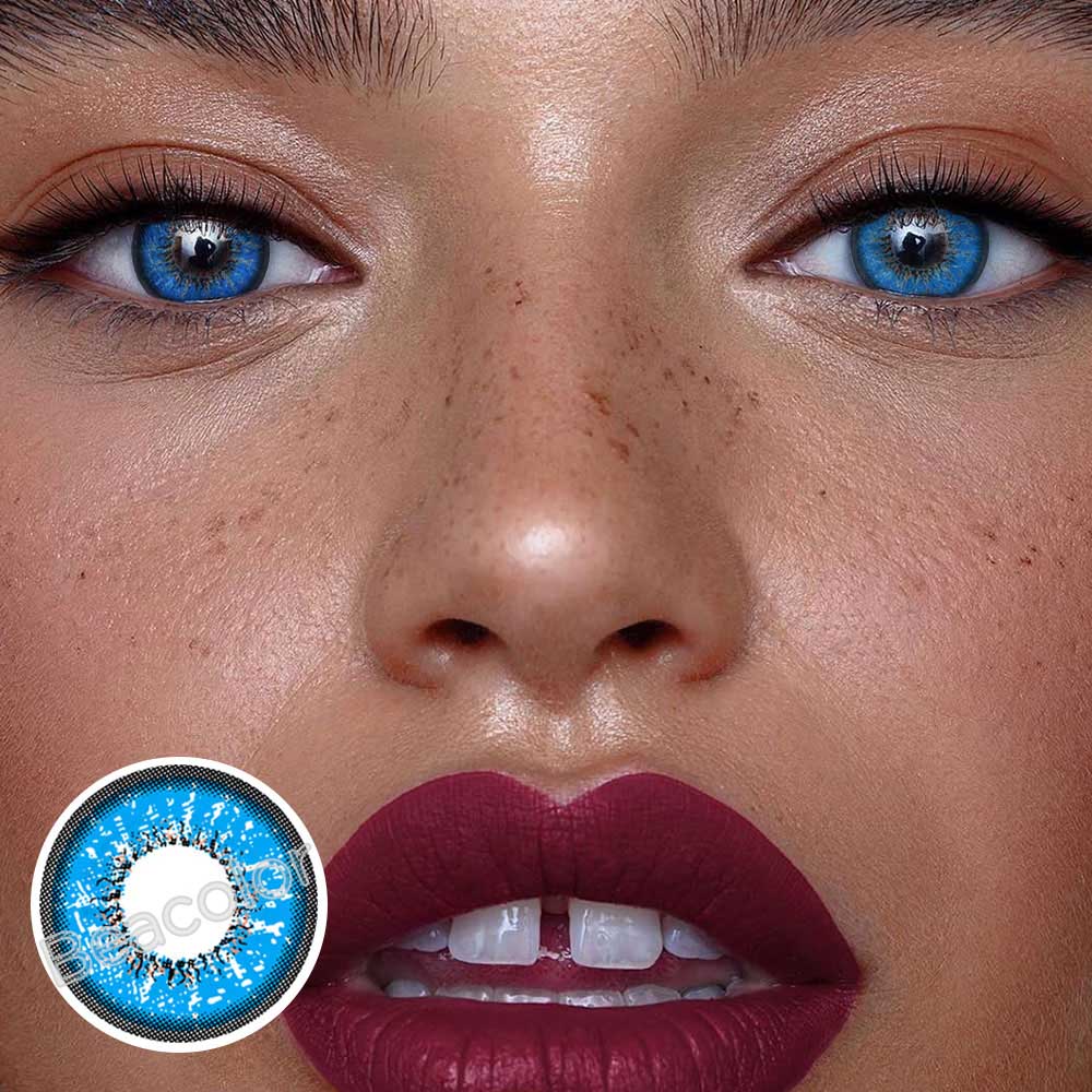 Love Words Blue Colored Contact Lenses