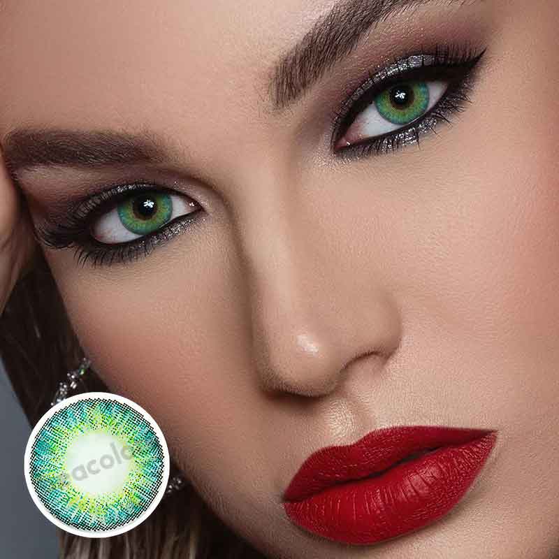 Three Tone KALLAITE Turquoise Green Colored Contact Lenses