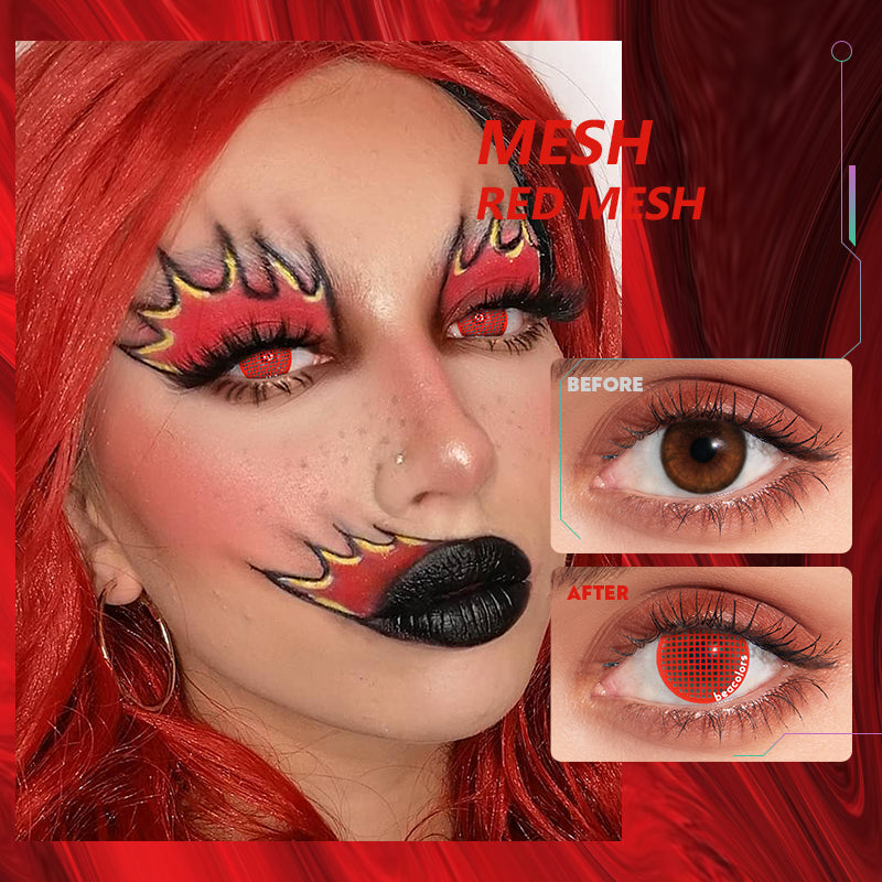 【U.S Warehouse】RED MESH Contact Lenses